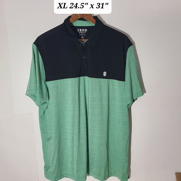 Izod Golf Stretch Men's Black/Mint Green Colorblock XL Polo EUC - Picture 1 of 5